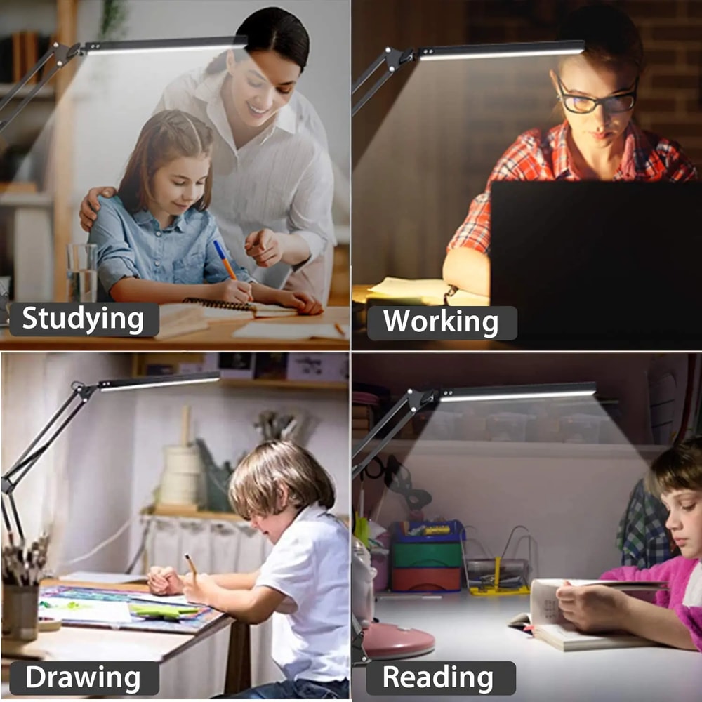 Adjustable Metal Swing Arm Desk Lamp With Clamp Eye Caring Architect Desk Light Color Modes With Me 5