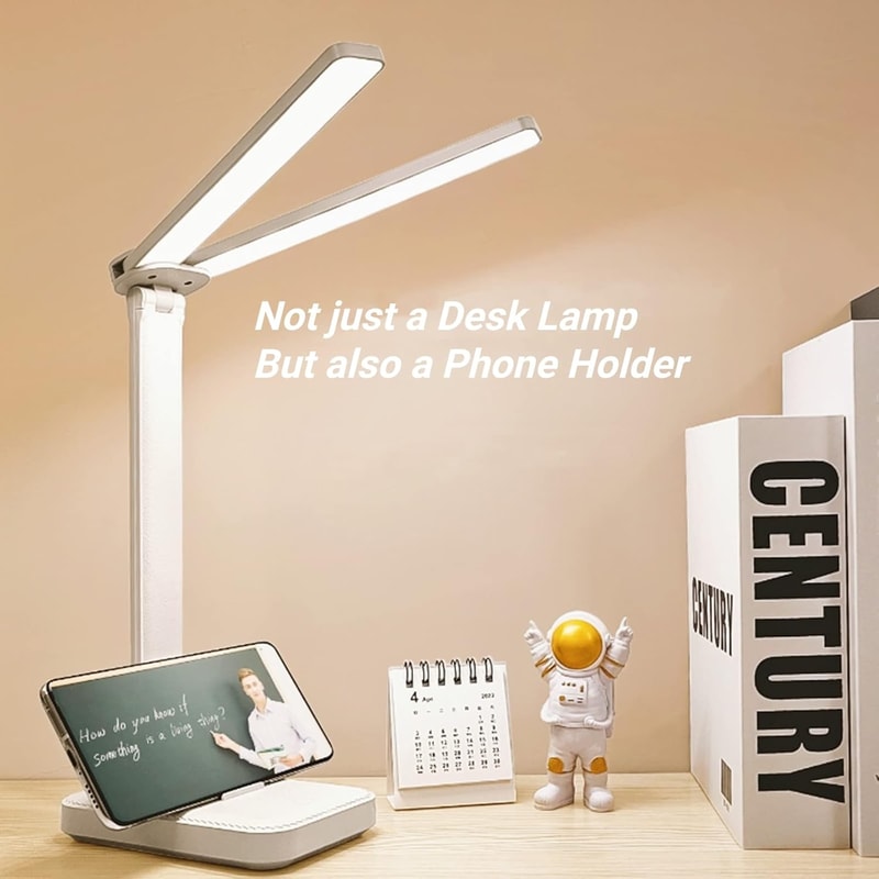 Foldable LED DoubleHead Desk Lamp USB Rechargeable Dimmable Touch Night Light EyeProtection Bedside 4