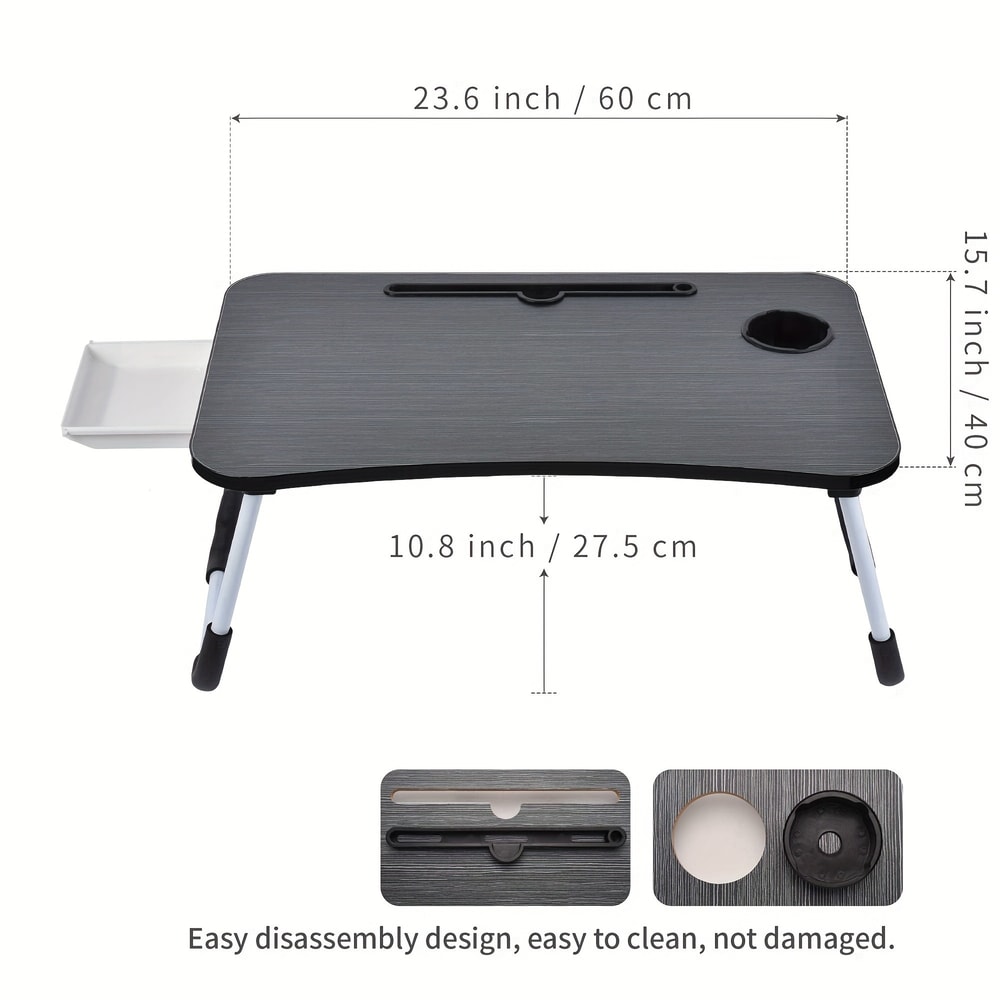 Portable Foldable Lap Table With Cup Holder Drawer Tablet Stand Laptop Bed Tray Foldable Legs Bed L 3