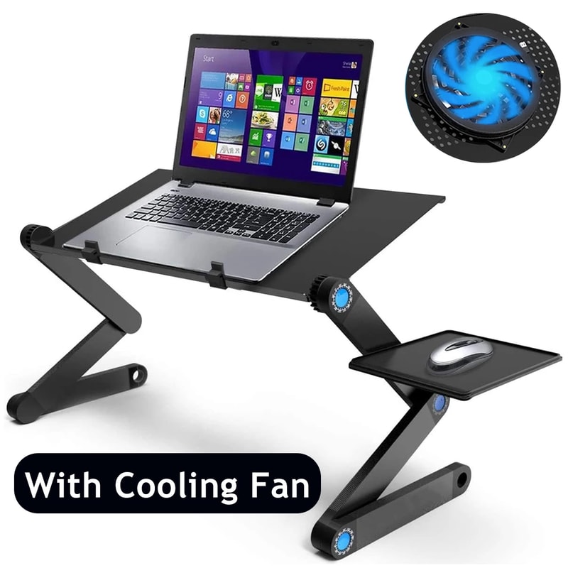 Portable Laptop Table Stand Adjustable Aluminum Desk Riser With Mouse Pad Cooling Holder For Bed An 1