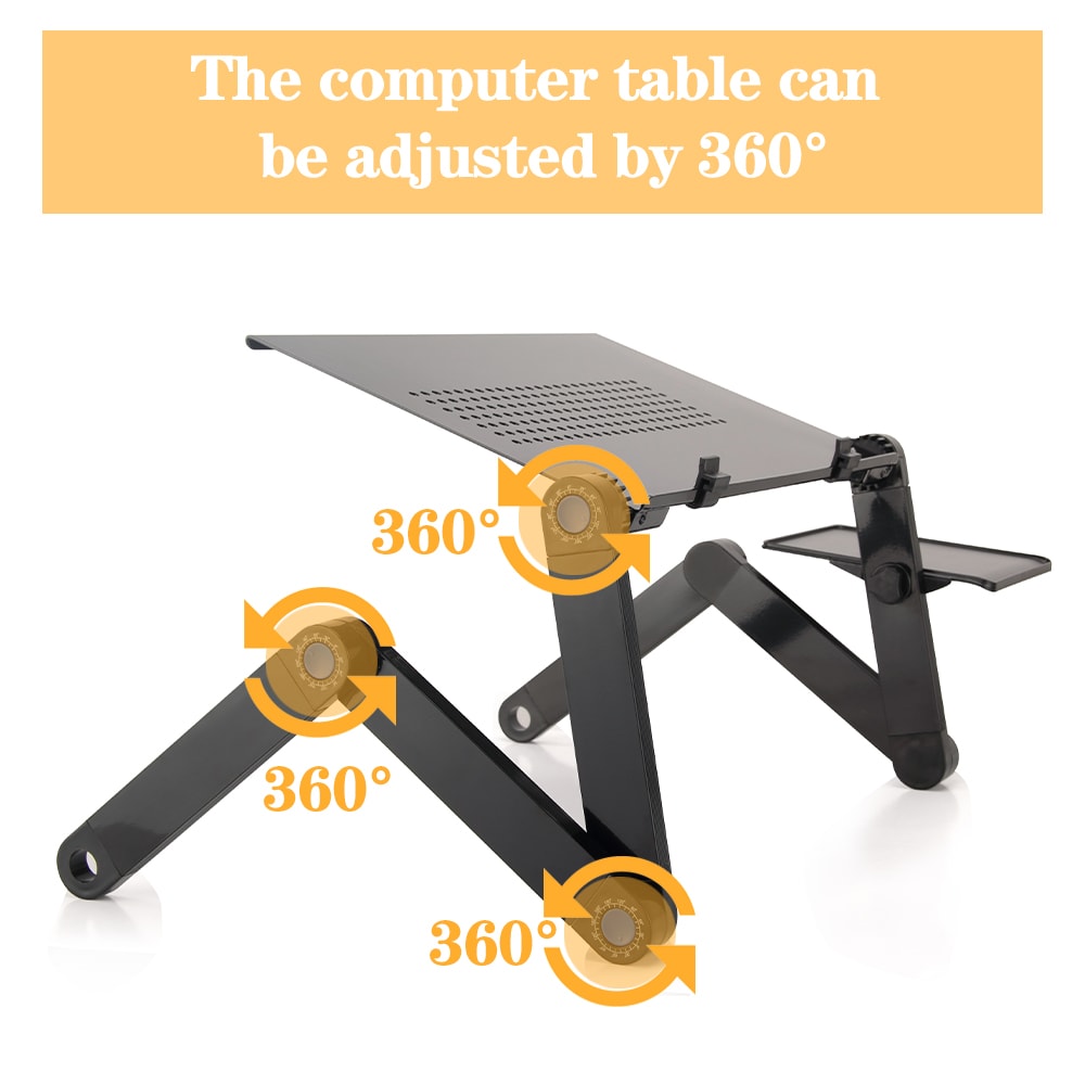 Portable Aluminum Adjustable Laptop Desk Stand Ergonomic Lapdesk For Sofa TV Bed PC Notebook With M 1