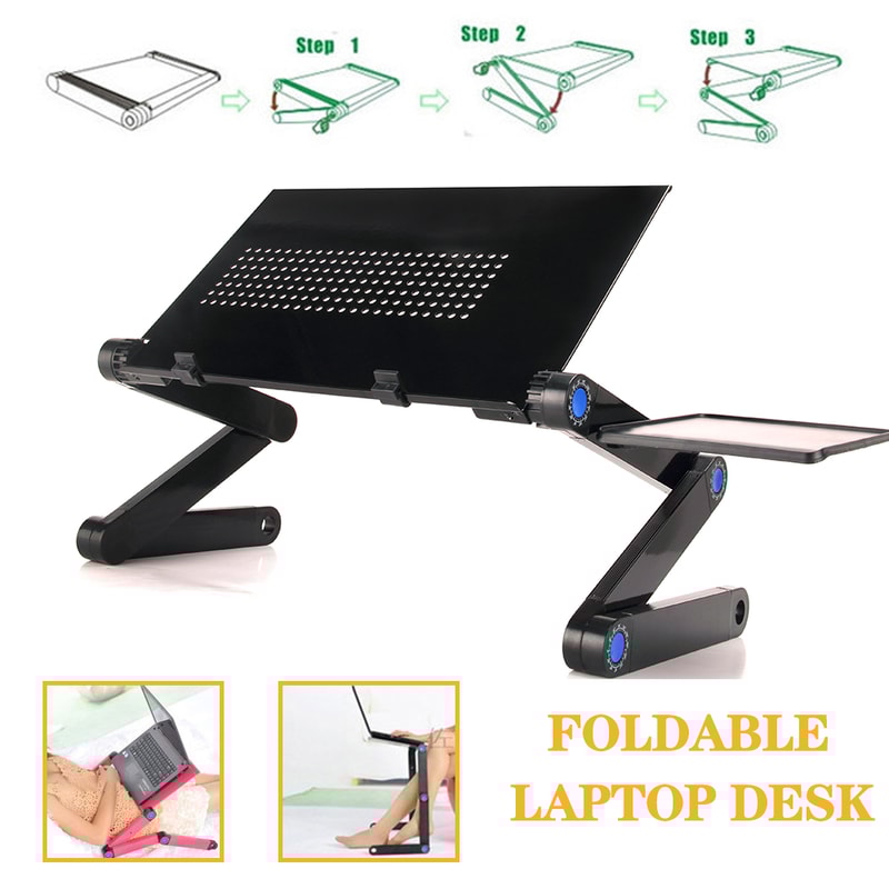 Portable Aluminum Adjustable Laptop Desk Stand Ergonomic Lapdesk For Sofa TV Bed PC Notebook With M 4