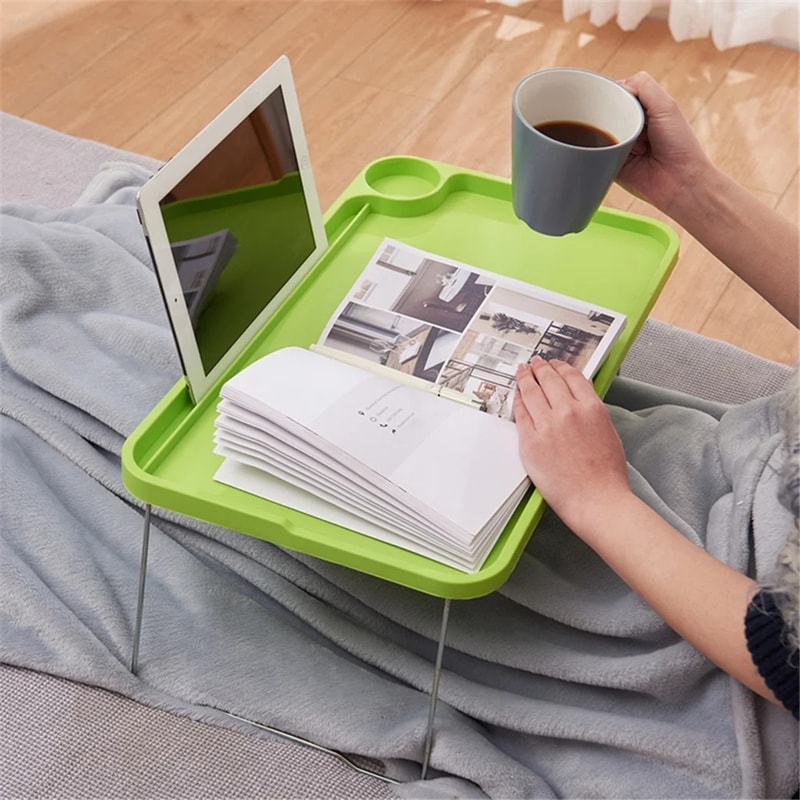 Portable Foldable Laptop Bed Table Stable Multi Function Tray Lap Desk With Cup Slots Household Dor 0