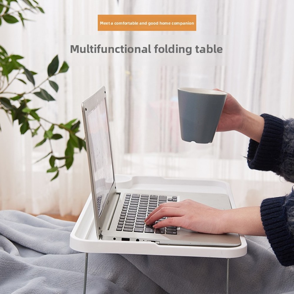 Foldable Bed Table With Cup Holder Portable MultiFunction Lap Tray Desk Ergonomic Space Saving Desk 1