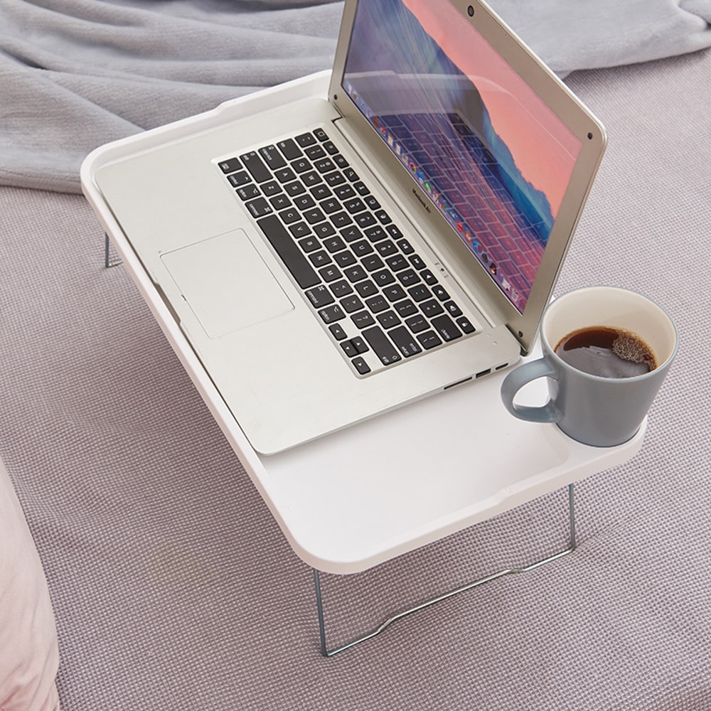 Foldable Bed Table With Cup Holder Portable MultiFunction Lap Tray Desk Ergonomic Space Saving Desk 2