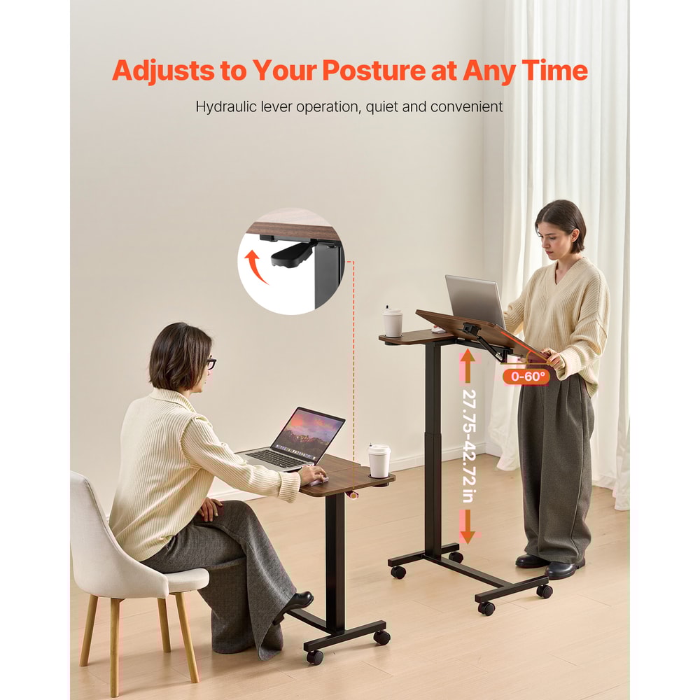 SucceBuy Adjustable Overbed Table With Swivel Casters Mobile Bed Side Desk For Home Office And Stud 1