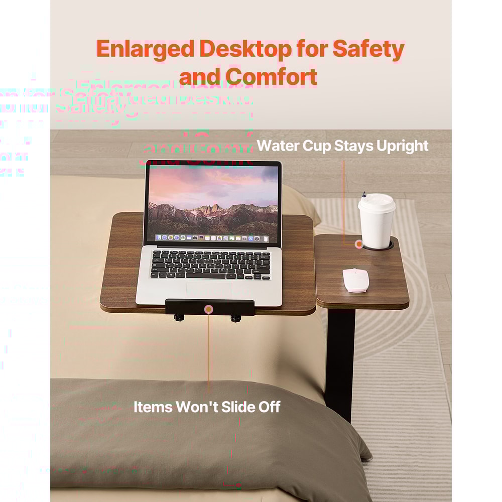 SucceBuy Adjustable Overbed Table With Swivel Casters Mobile Bed Side Desk For Home Office And Stud 2