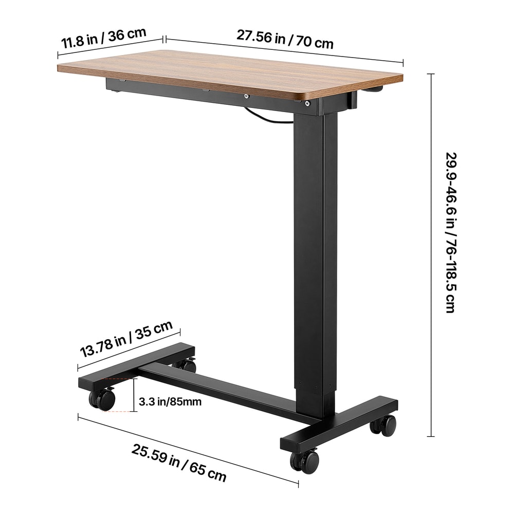 SucceBuy Adjustable Overbed Table With Swivel Casters Mobile Bed Side Desk For Home Office And Stud 5