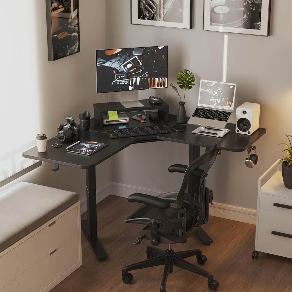 V Shaped Desk Electric Lifting Table Sit Stand Heightadjustable Desk For Study Home Office Esports 1