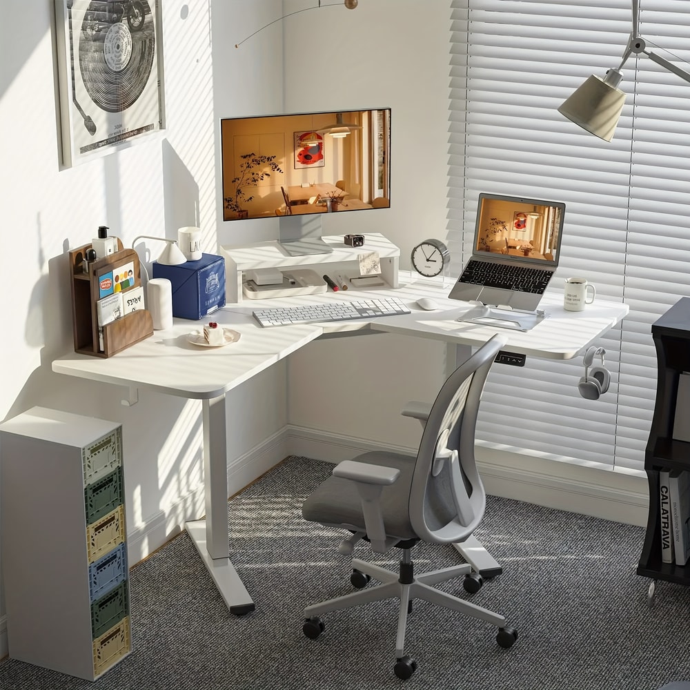 V Shaped Desk Electric Lifting Table Sit Stand Heightadjustable Desk For Study Home Office Esports 2