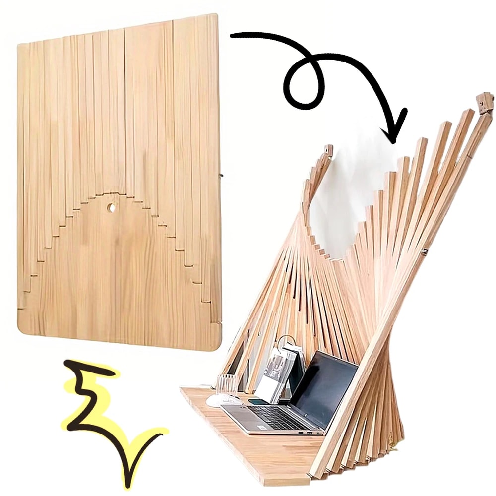 Solid Wood Folding Wall Desk Minimalist Wall Mounted Computer Desk Space Saving Hanging Office Tabl 4