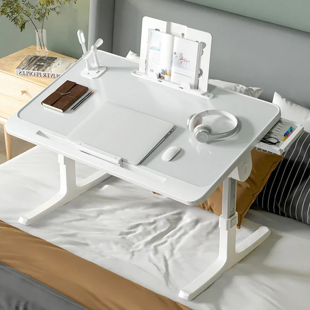 Adjustable Foldable Bed Desk For Laptop Movable Laptop Lap Desk Bed Table With Drawer And USB Ports 0