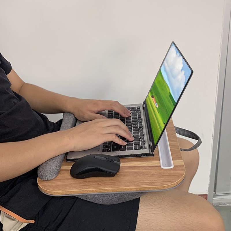 Portable Room Desk Lazy Laptop Table With Cushions And Slots Multifunctional Mini Pillow Table With 0