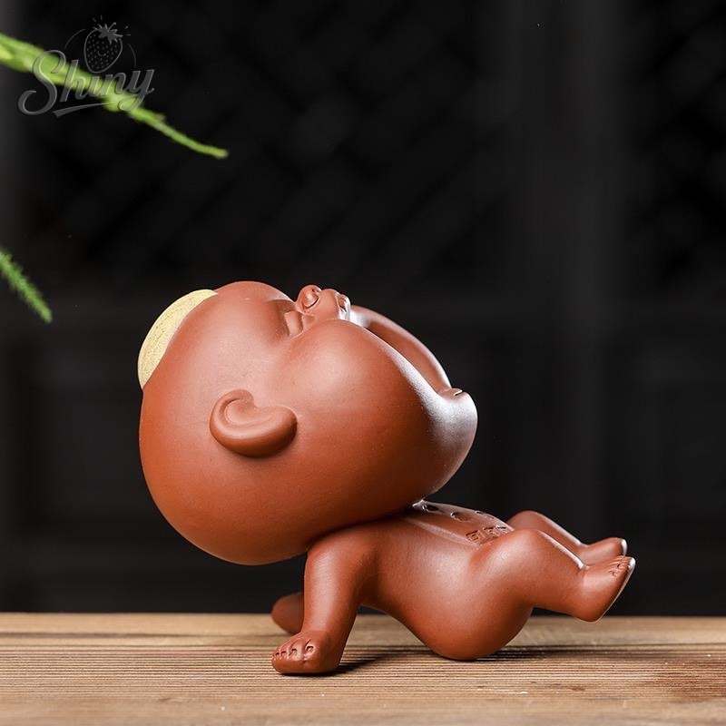 Purple Sand Tea Pet Boy Peeing Toy Fun Decorative Ornaments For Tea Table HighQuality Tea Toy Set A 3