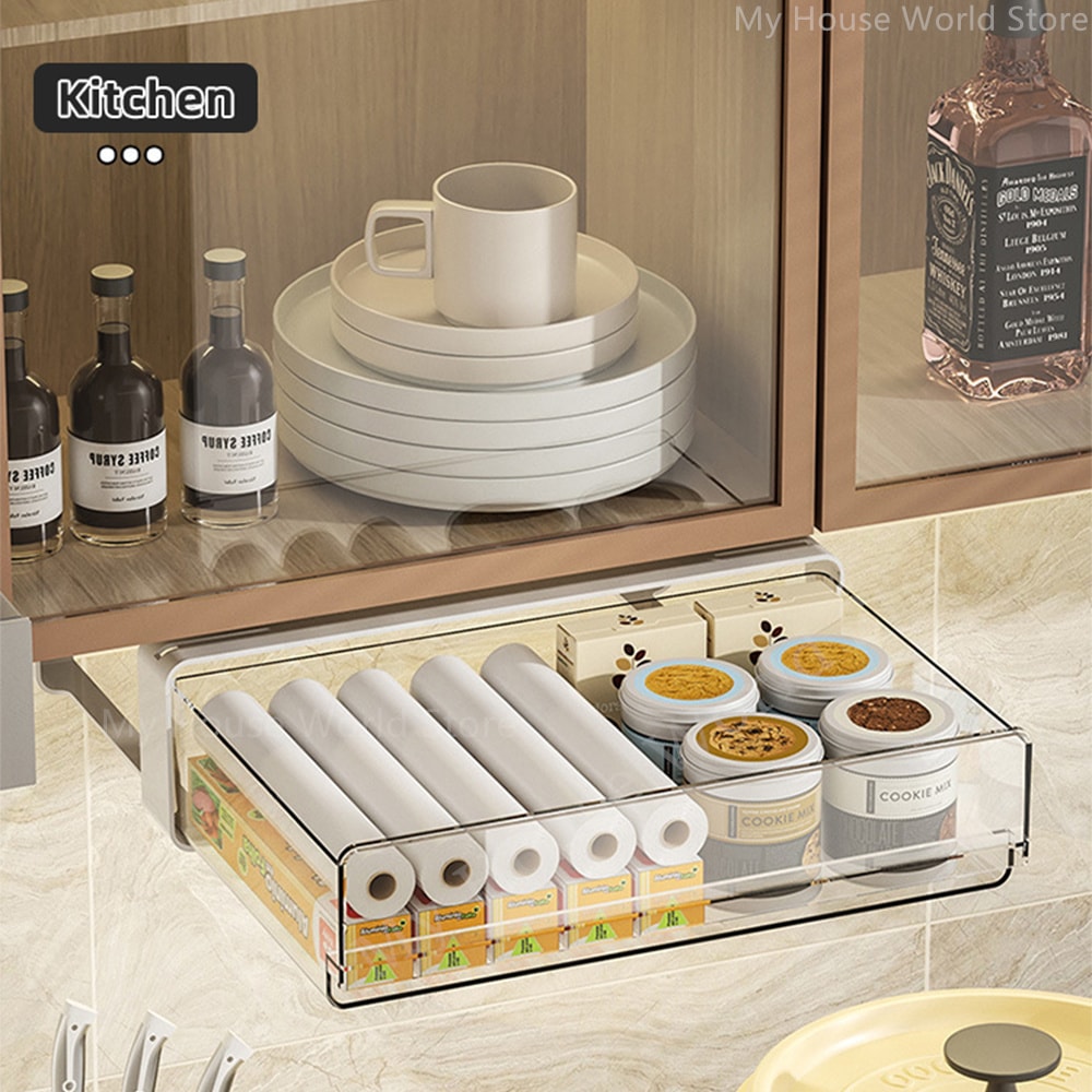 Hidden SelfAdhesive Drawer Storage Box Under Table Cabinet Office Desk Storage Rack Cosmetics And S 1