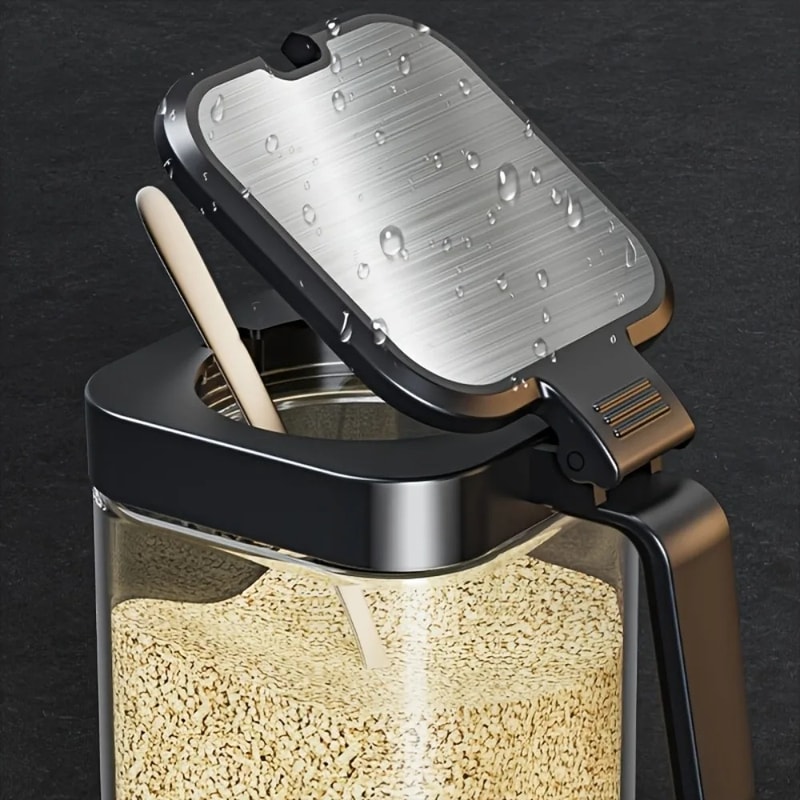 Airtight Borosilicate Glass Spice Jars With Bamboo Spoon Leakproof Storage For Pantry Seasoning Rac 3