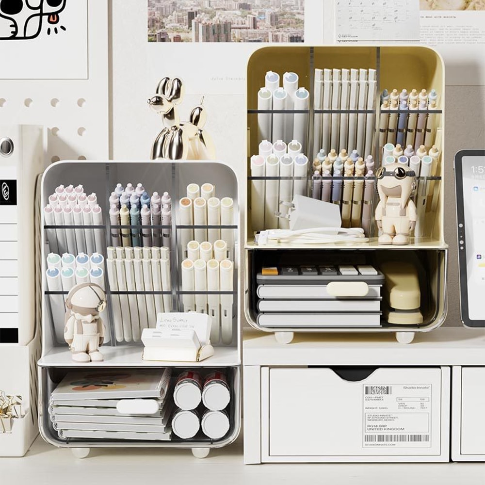 Desk Organizer For Office Tilt Pencil Holder For Students Large Capacity Storage Box MultiLayer Sun 1