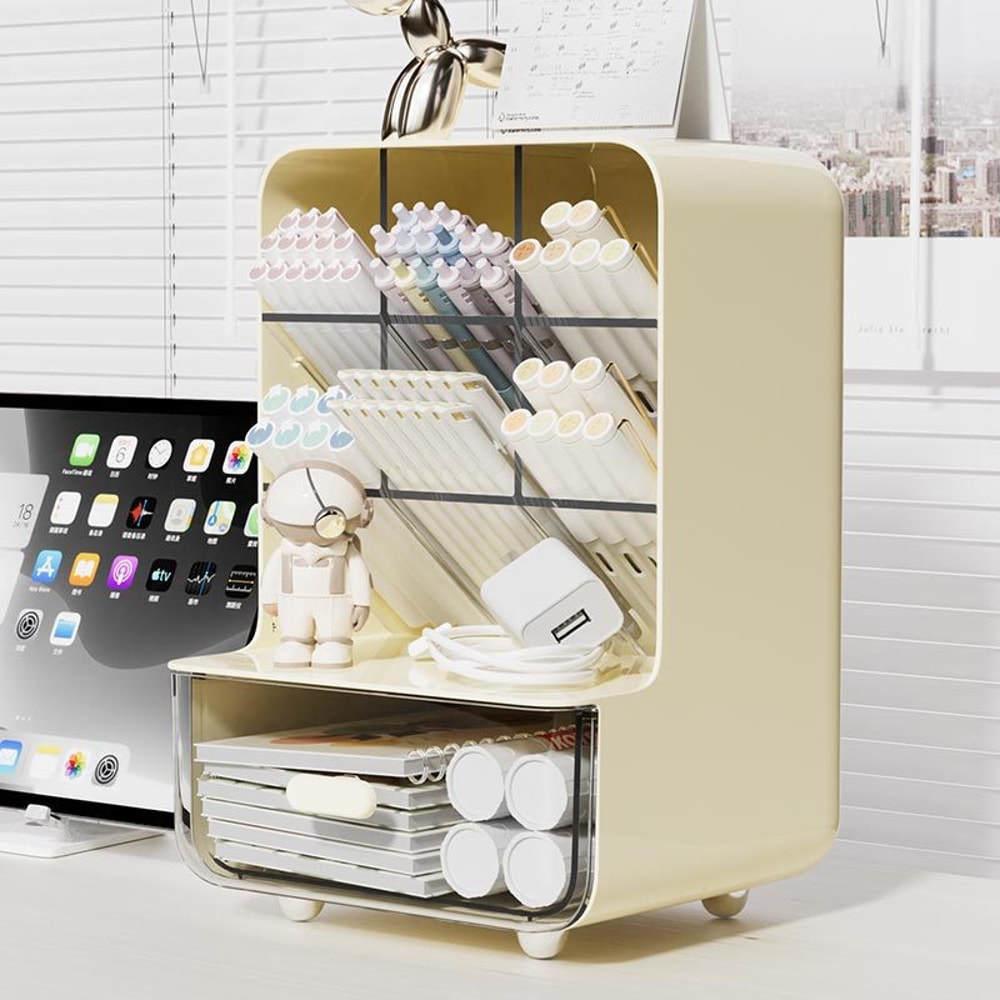 Desk Organizer For Office Tilt Pencil Holder For Students Large Capacity Storage Box MultiLayer Sun 2