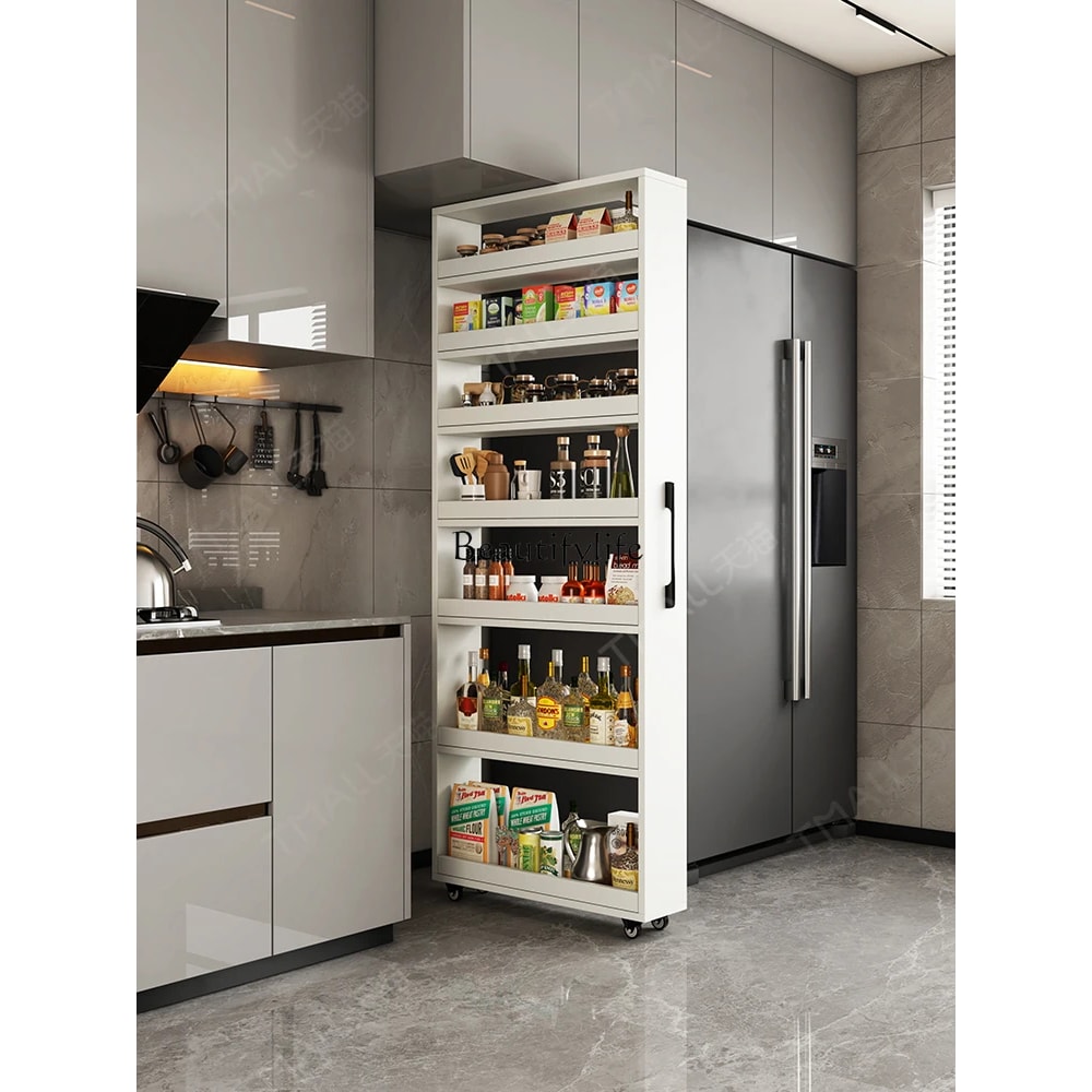 Extremely Narrow Kitchen Storage Side Pull Cabinet Refrigerator Gap Sideboard Cabinet Push And Pull 0