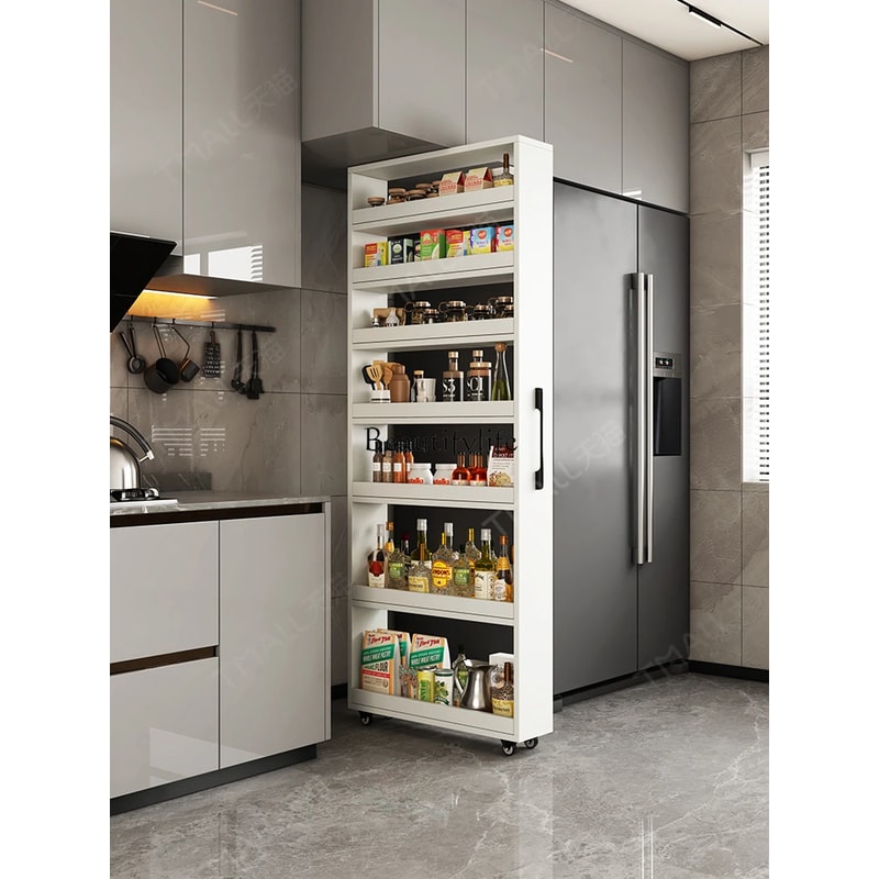 Extremely Narrow Kitchen Storage Side Pull Cabinet Refrigerator Gap Sideboard Cabinet Push And Pull 0