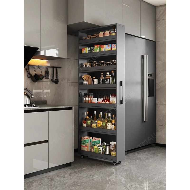 Extremely Narrow Kitchen Storage Side Pull Cabinet Refrigerator Gap Sideboard Cabinet Push And Pull 1