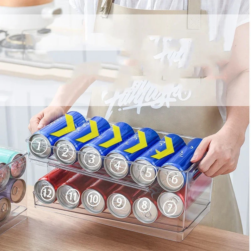 Pop Soda Can Dispenser For Fridge Stackable Refrigerator Organizer Bins Beverage Holder Clear Plast 2