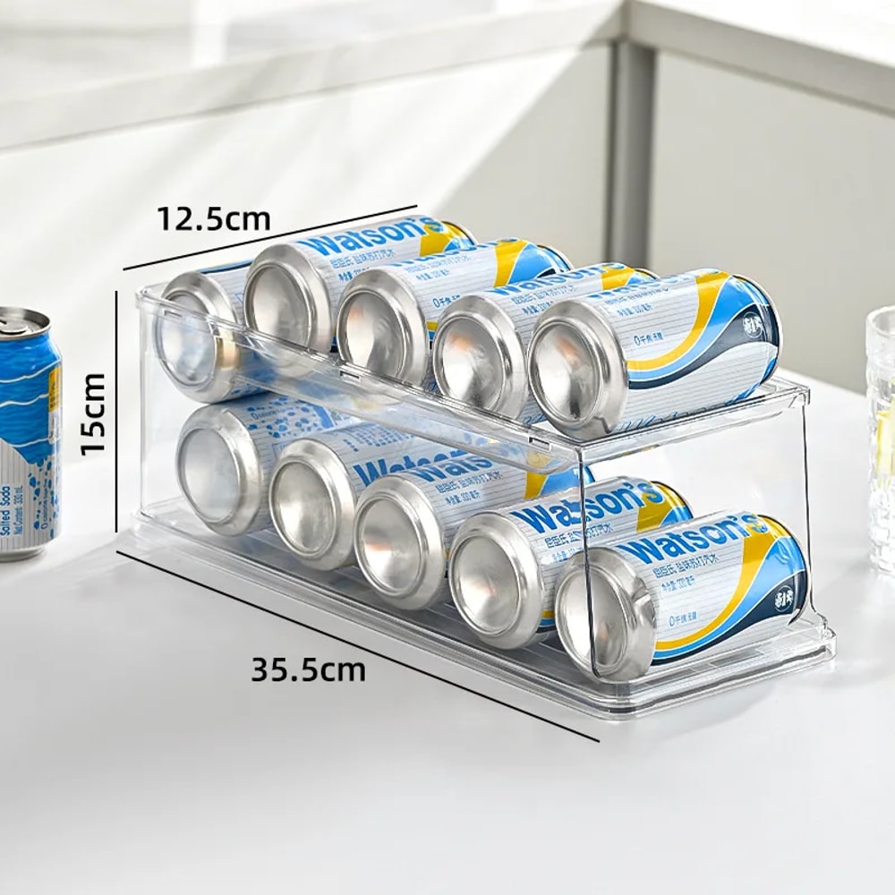 Pop Soda Can Dispenser For Fridge Stackable Refrigerator Organizer Bins Beverage Holder Clear Plast 6