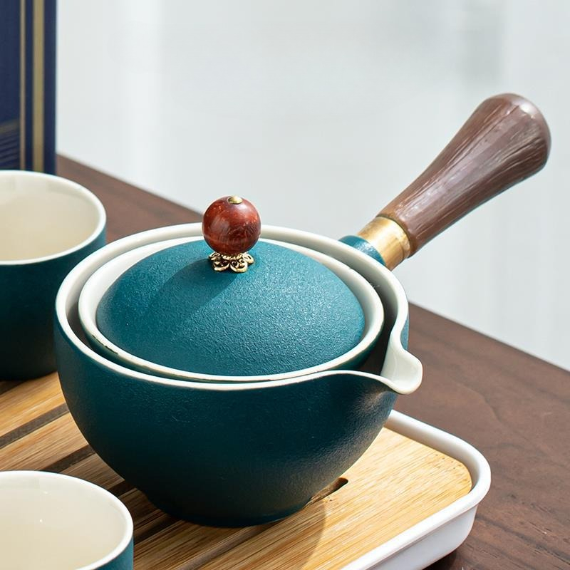 Creative Home Tea Maker Automatic Rotating Teapots Ceramic Kungfu Teaware Kit Filter Side Handle Po 5