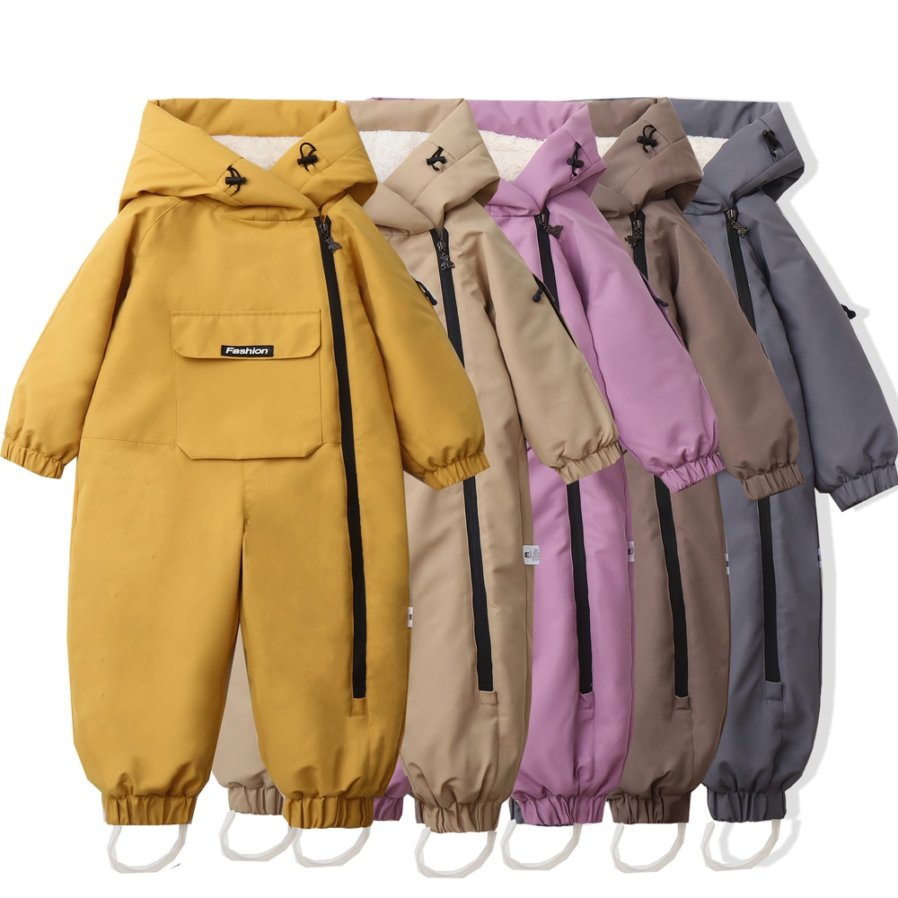 Boys Snowsuit With Warm Fur Lining Winter Baby Clothes Windy Proof Ski Rompers For Kids Girls Jumps 1