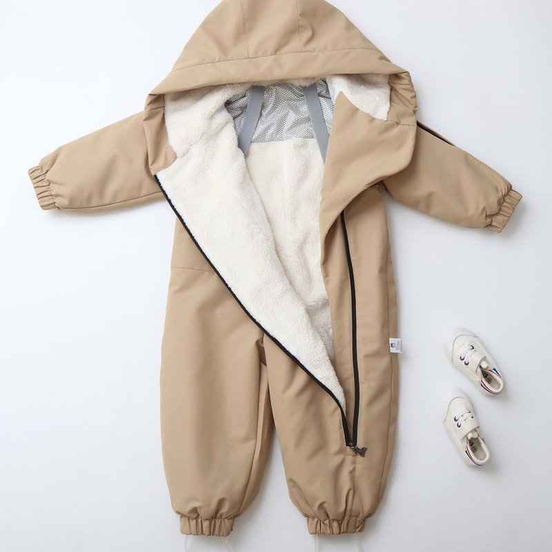 Boys Snowsuit With Warm Fur Lining Winter Baby Clothes Windy Proof Ski Rompers For Kids Girls Jumps 3