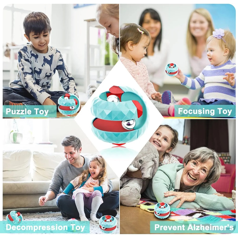 Children Orbit Ball Cube Decompression Toy, Anti Stress Sensory Toys, Fidget Spinner Gifts for Kids, Focus Training Toy