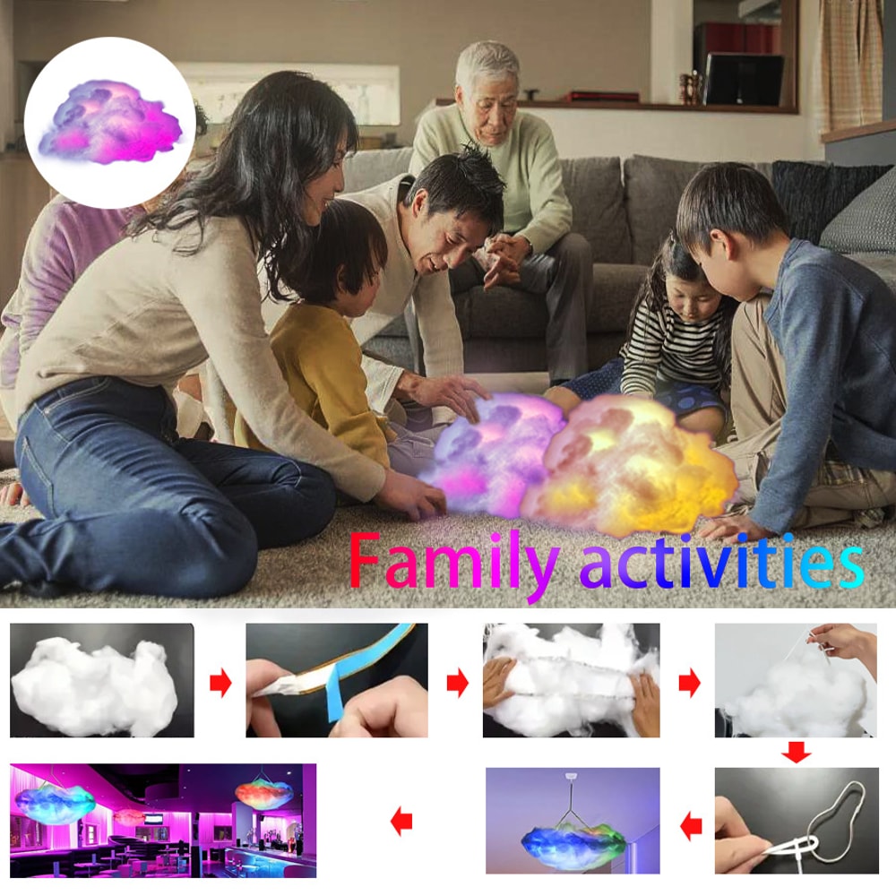 Thunder Cloud LED Light, Remote Control, APP DIY Color Changing Lamp, Perfect for Game Room, Party, Club, Home Decor