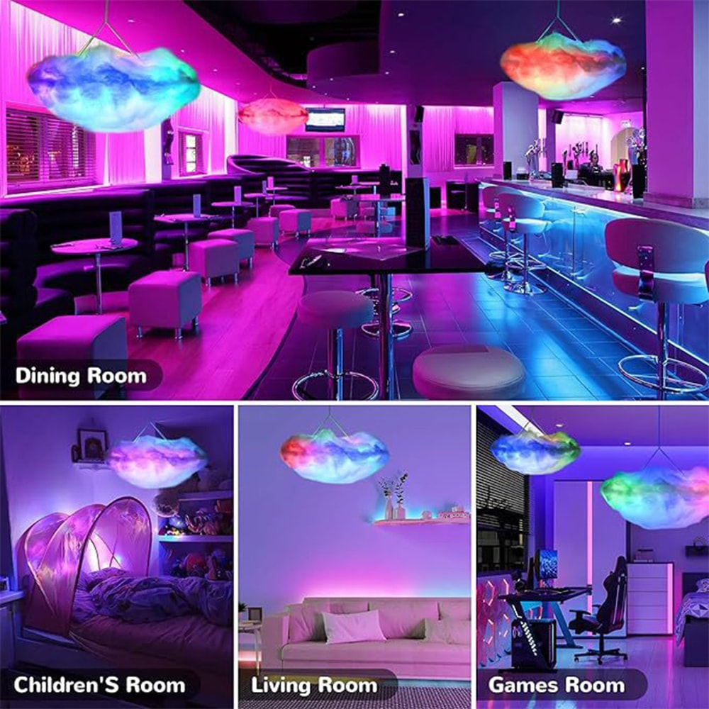 Thunder Cloud LED Light, Remote Control, APP DIY Color Changing Lamp, Perfect for Game Room, Party, Club, Home Decor