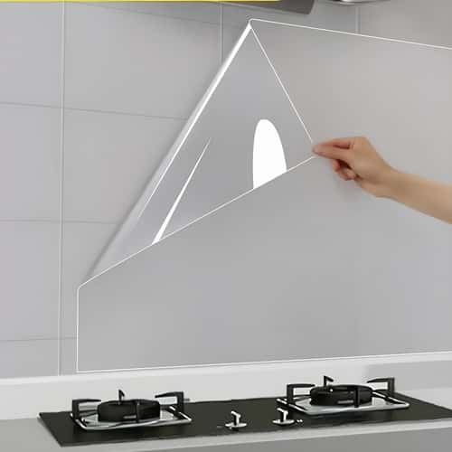 Transparent Waterproof and Oil-Proof Static Wallpaper, Kitchen Stove Anti-Fouling Sticker, High Temperature Resistant