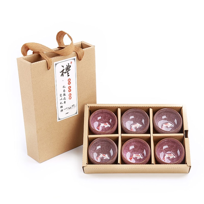 Kung Fu Tea Set Crackle Glaze Gift Package 3D Golden Fish China Tea Cup Set Chinese Teacup Sets Tra 4