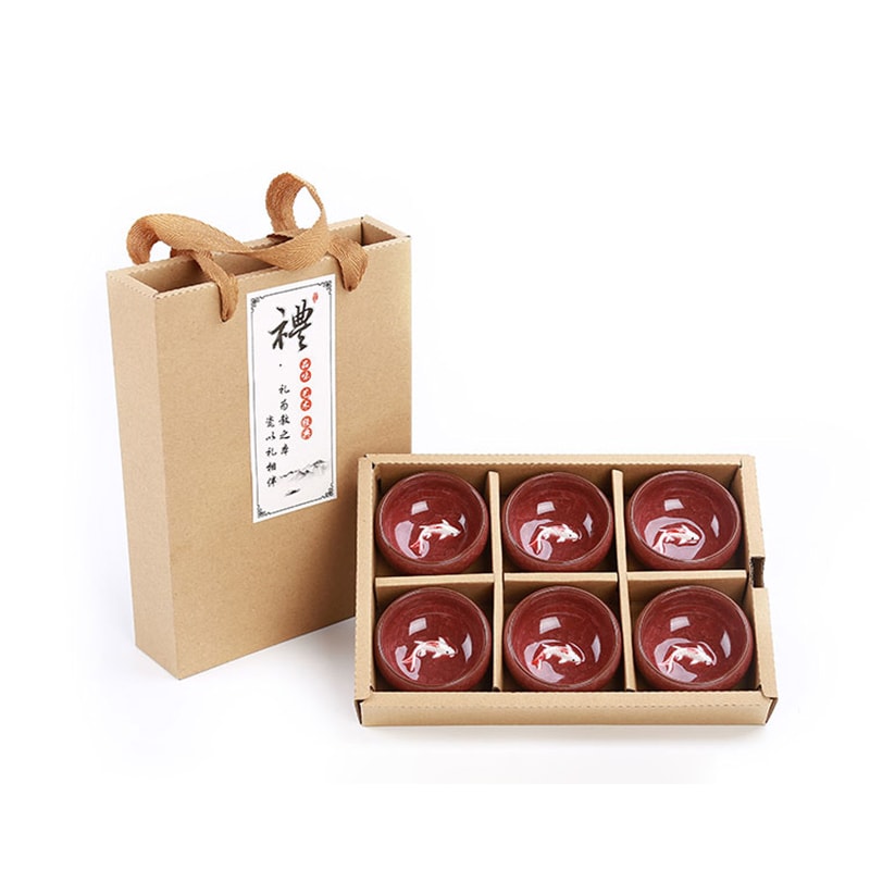 Kung Fu Tea Set Crackle Glaze Gift Package 3D Golden Fish China Tea Cup Set Chinese Teacup Sets Tra 7