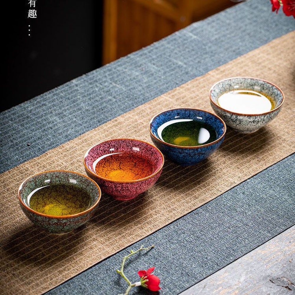 Four Seasons Kiln Transformed Tea Cup Ceramic Tea Cup Tea Bowl Kung Fu Tea Set Household Souvenir G 0