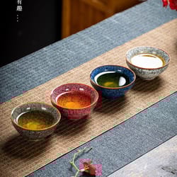 four seasons kiln transformed tea cup, ceramic tea cup tea bowl kung fu tea set household souvenir gift box