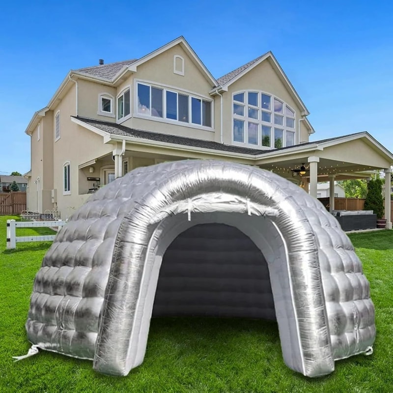 Portable Inflatable Igloo Dome Tent With Built In RGB Light Black Dome House For Outdoor Club Party 0