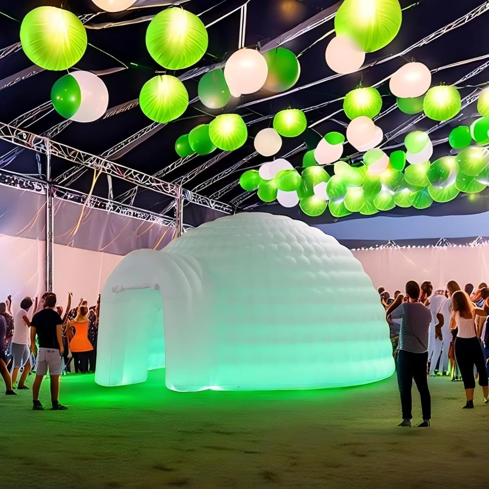 Portable Inflatable Igloo Dome Tent With Built In RGB Light Black Dome House For Outdoor Club Party 3
