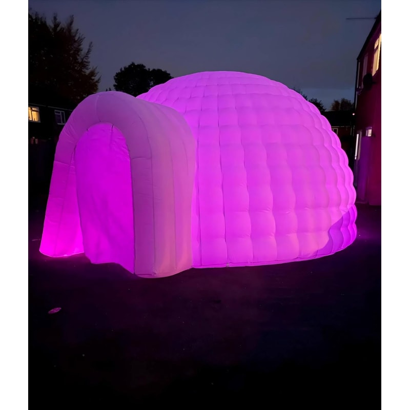 Portable Inflatable Igloo Dome Tent With Built In RGB Light Black Dome House For Outdoor Club Party 4