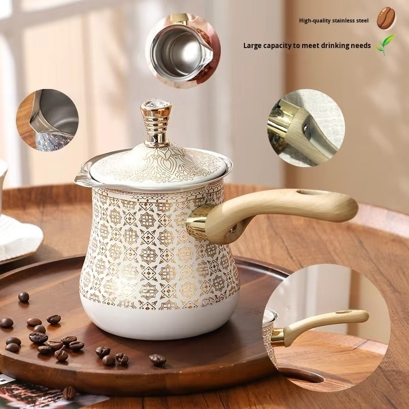 Turkish Coffee Pot Stainless Steel With Lid Tea Pots And Kettles For Tea Chocolate Butter Milk Make 3
