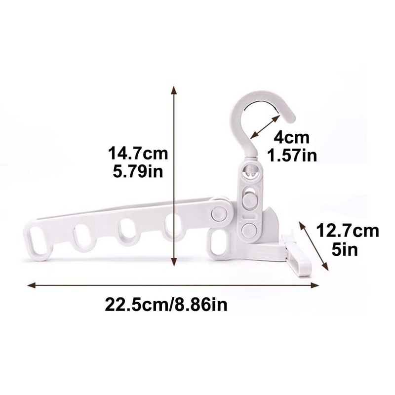 Foldable Clothes Drying Rack for Travel, Five Hole Multi Function Clothes Hook, Angle Adjustable Hotel Hanger