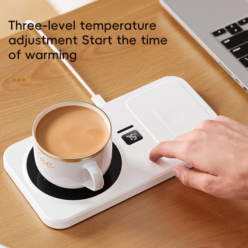 2 In 1 Wireless Charging Thermostatic Cup Mat Coffee Milk Heating Cup Three Gears Heating Control C 3