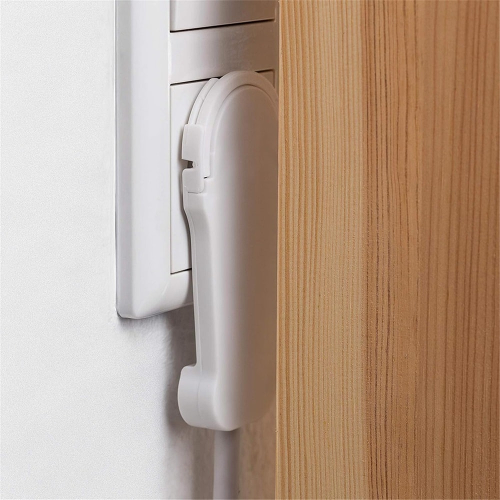 Schuko Plug Flat White, Angled Schuko Flat Plug for Wall Sockets, Compact Low Profile Power Plug