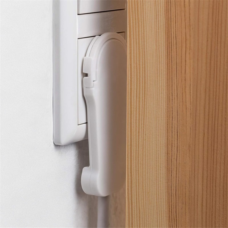 Schuko Plug Flat White, Angled Schuko Flat Plug for Wall Sockets, Compact Low Profile Power Plug