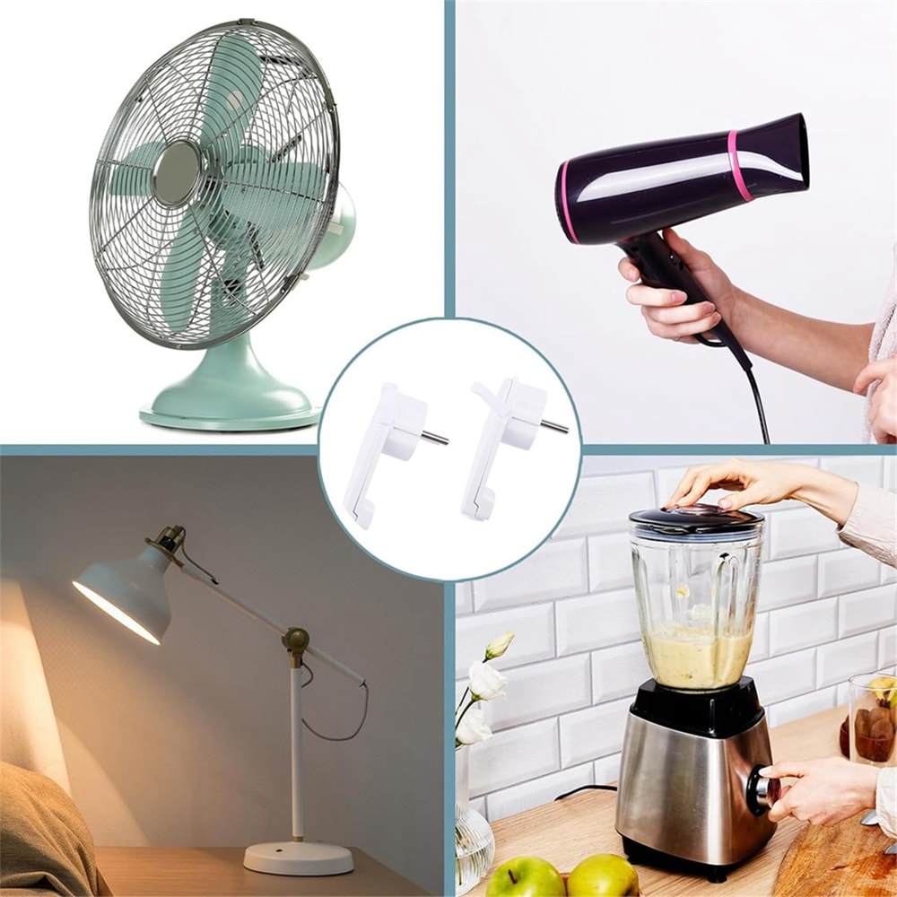 Schuko Plug Flat White, Angled Schuko Flat Plug for Wall Sockets, Compact Low Profile Power Plug