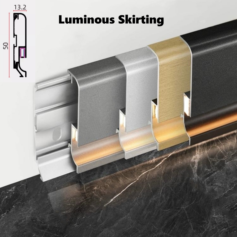 Minimalist Super Narrow LED Wall Skirting Aluminium Profile Floor Baseboard With Silicone Neon Stri 1