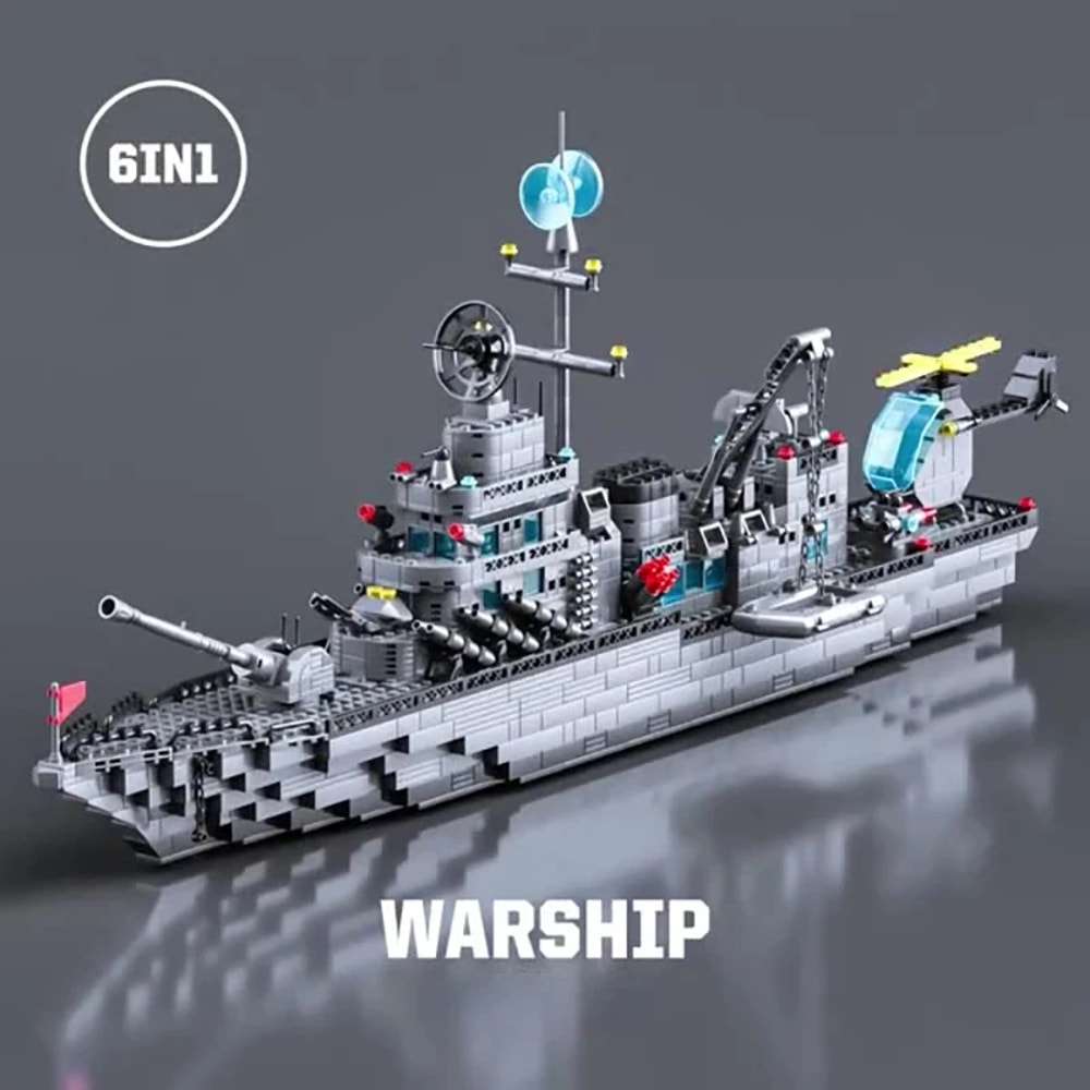 Military Navy Ship Set War Army Boat Plane Model Building Blocks Toys For Boys Christmas Gift Brick 3