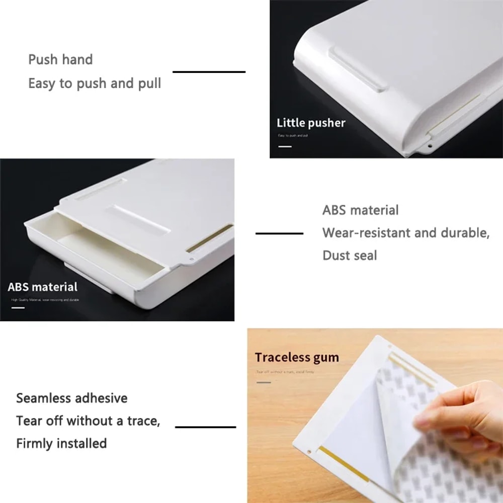 Punch Free Self Stick Desktop Organizer Drawer Type Storage Box Under Desk Invisible Office Sundrie 1